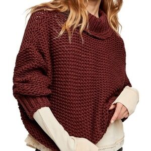 Free People My Only Sunshine teal Turtleneck Knit Sweater size XS